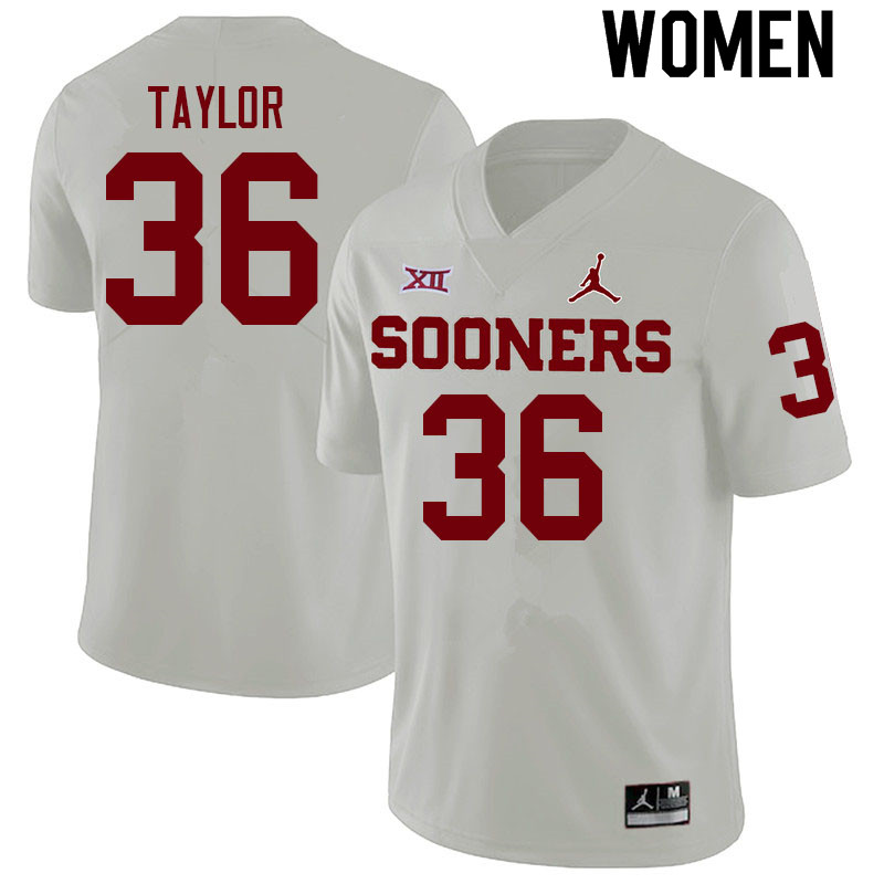 Women #36 Ty Taylor Oklahoma Sooners College Football Jerseys Sale-White - Click Image to Close